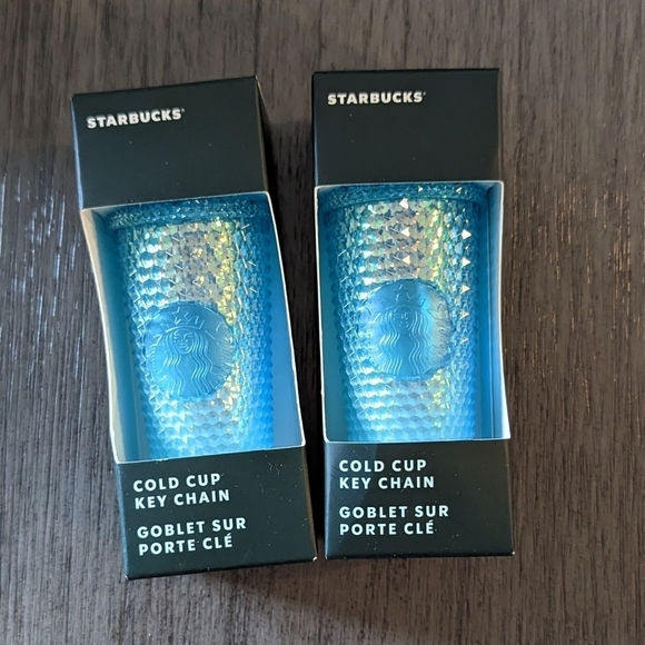 Starbucks NIB Blue Ombré Iridescent Studded Keychain Bundle of 2 - Picture 3 of 7